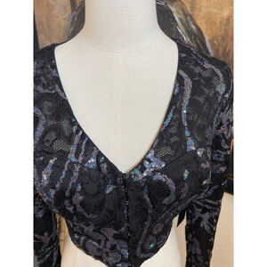 NWT Women's H:ours Blouse, Size M, Black Navy,and Silver